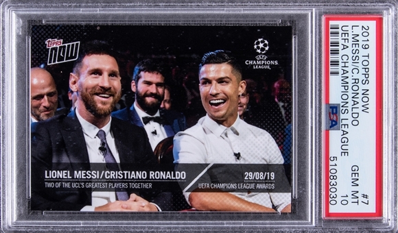 2019-20 Topps Now UEFA Champions League #7 Lionel Messi/Cristiano Ronaldo - PSA GEM MT 10
